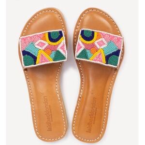 Free People NWT Zane laidback london Multi Color Hand beaded leather Sandal 🌈💗🌈